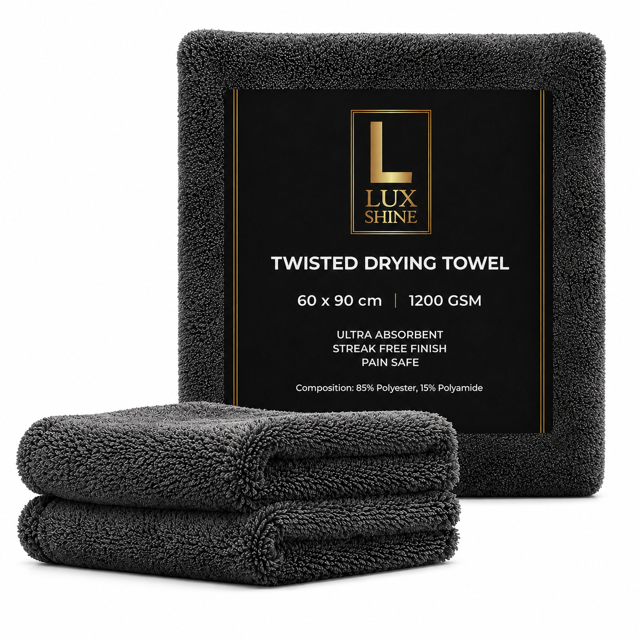 LUX SHINE Twisted Drying Towel 60×90 cm – 1200 GSM