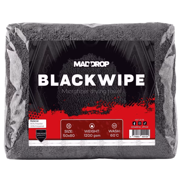 Mad Drop BLACKWIPE - Sausinimo Šluostė 1200 GSM 50x80 cm. Pilka